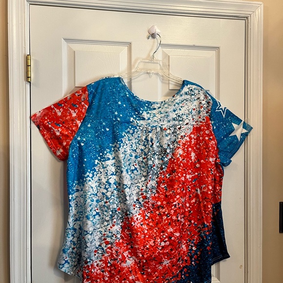 Women's Plus Size Colorblock Ombre Print Button Front Summer Vacation Top 24W - Picture 9 of 10